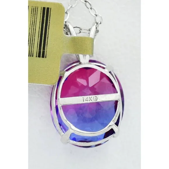 AAA Blue & Pink Tourmaline 5.64 Cts Pendant 14k White Gold